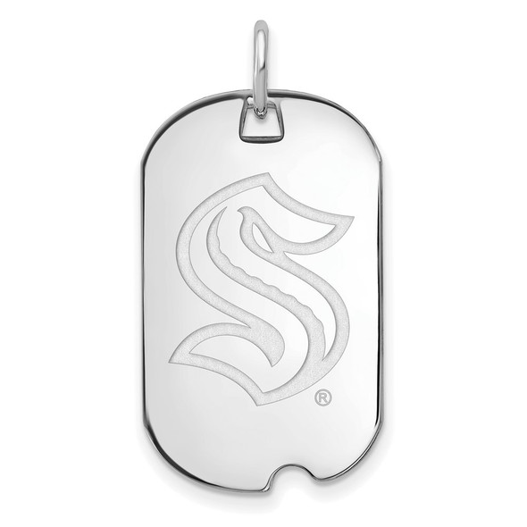 Sterling Silver Rhodium-plated NHL LogoArt Seattle Kraken Small Dog Tag Pendant