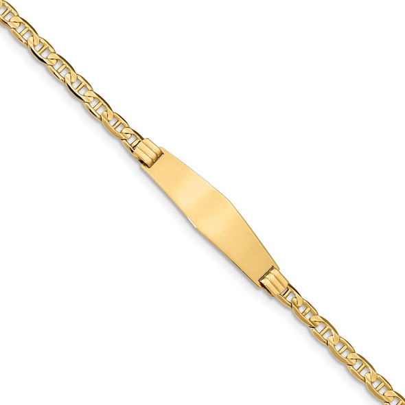 8" 14k Yellow Gold Anchor Link Soft Diamond-Shape ID Bracelet LID77C-8