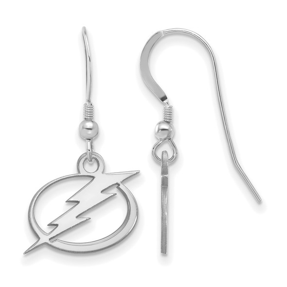 Sterling Silver Rhodium-plated NHL LogoArt Tampa Bay Lightning Small Dangle Wire Earrings