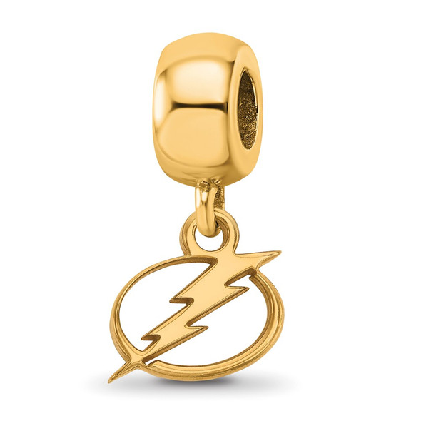 Sterling Silver Gold-plated NHL LogoArt Tampa Bay Lightning Extra Small Dangle Bead Charm