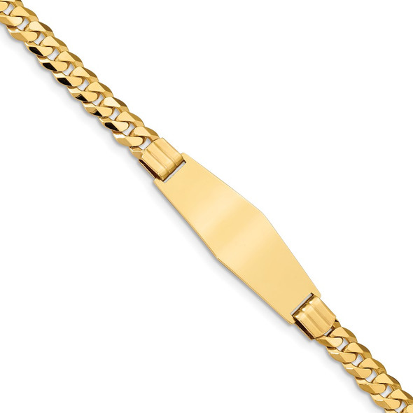 8" 14k Yellow Gold Curb Link Soft Diamond-Shape ID Bracelet LID65C-8