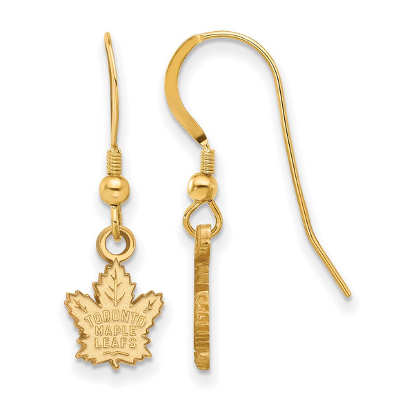 Sterling Silver Gold-plated NHL LogoArt Toronto Maple Leafs Extra Small Dangle Earrings