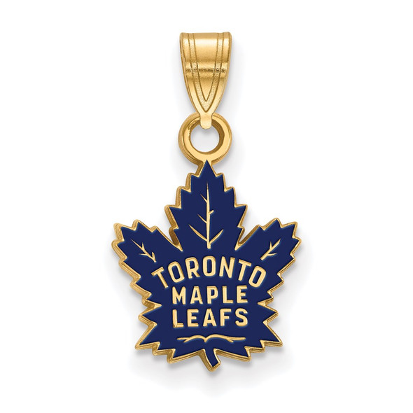 Sterling Silver Gold-plated NHL LogoArt Toronto Maple Leafs Small Enameled Pendant