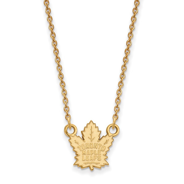 Sterling Silver Gold-plated NHL LogoArt Toronto Maple Leafs Small Pendant 18 inch Necklace