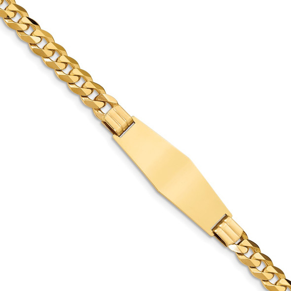 8" 14k Yellow Gold Flat Curb Link Soft Diamond-Shape ID Bracelet LID80C-8