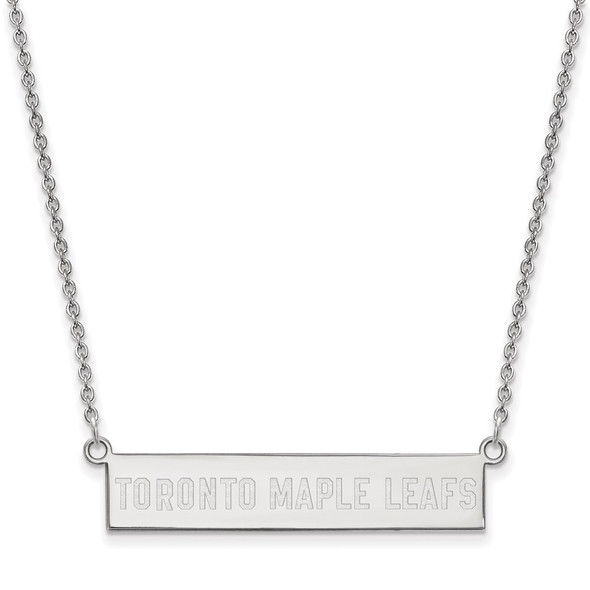 Sterling Silver Rhodium-plated NHL LogoArt Toronto Maple Leafs Small Bar 18 inch Necklace