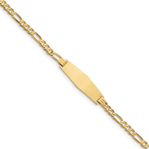 8" 14k Yellow Gold Flat Figaro Link Soft Diamond-Shape ID Bracelet LID75C-8