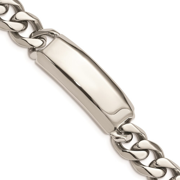 8.75" Stainless Steel Polished and Antiqued Curb ID Link Bracelet