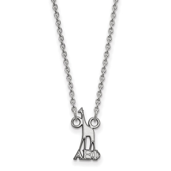 Sterling Silver Rhodium-plated LogoArt Alpha Epsilon Phi Sorority Symbol Extra Small Pendant 18 inch Necklace