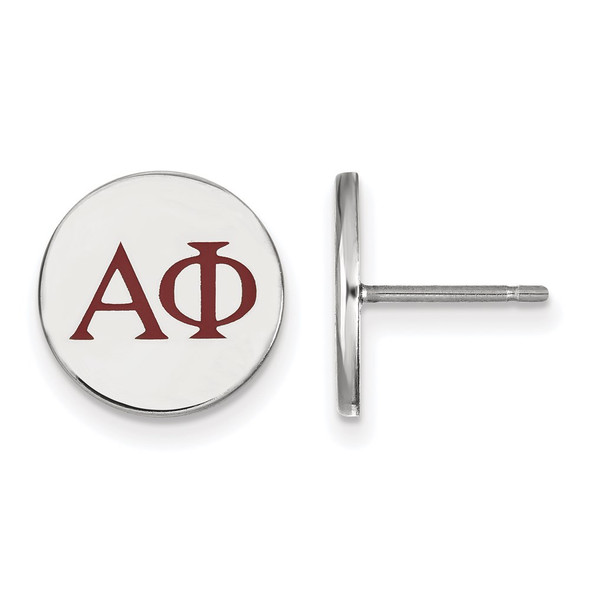 Sterling Silver Rhodium-plated LogoArt Alpha Phi Sorority Greek Letters Color Enamel Post Earrings SS032APH