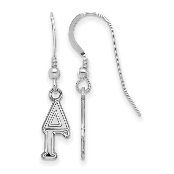 Sterling Silver Rhodium-plated LogoArt Delta Gamma Extra Sorority Greek Letters Small Dangle Wire Earrings