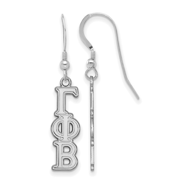 Sterling Silver Rhodium-plated LogoArt Gamma Phi Beta Sorority Greek Letters Small Dangle Earrings