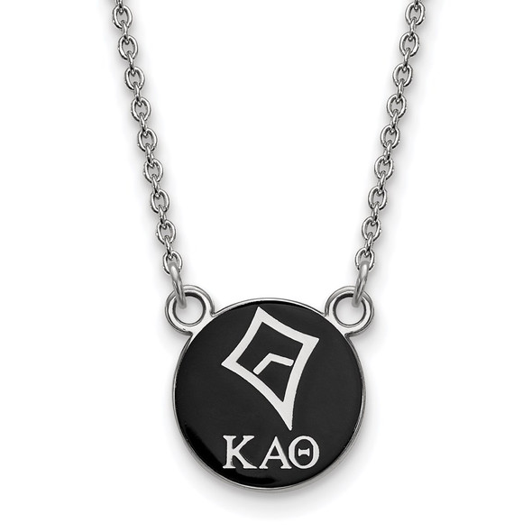 Sterling Silver Rhodium-plated LogoArt Kappa Alpha Theta Sorority Symbol Small Color Enamel Pendant 18 inch Necklace SS042KAT-18