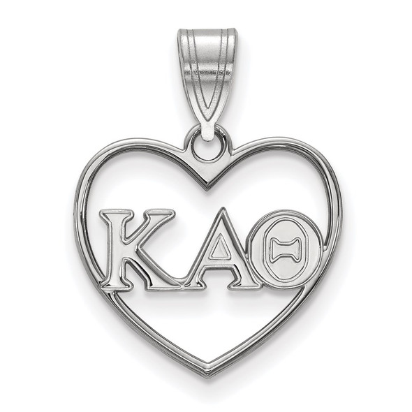 Sterling Silver Rhodium-plated LogoArt Kappa Alpha Theta Sorority Greek Letters Heart Pendant