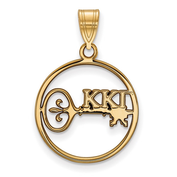 Sterling Silver Gold-plated LogoArt Kappa Kappa Gamma Sorority Symbol Medium Circle Pendant