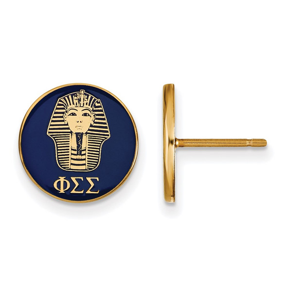 Sterling Silver Gold-plated LogoArt Phi Sigma Sigma Sorority Symbol Color Enamel Post Earrings GP046PSS