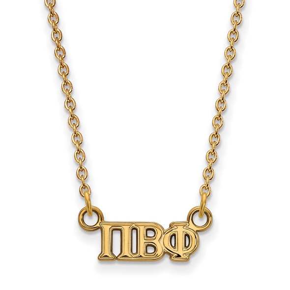 Sterling Silver Gold-plated LogoArt Pi Beta Phi Sorority Greek Letters Extra Small Pendant 18 inch Necklace