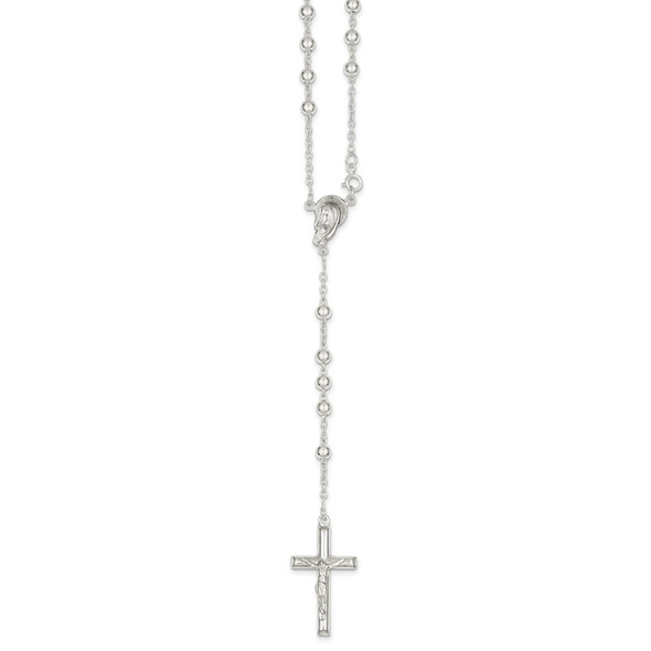 30" Sterling Silver Polished Rosary Necklace