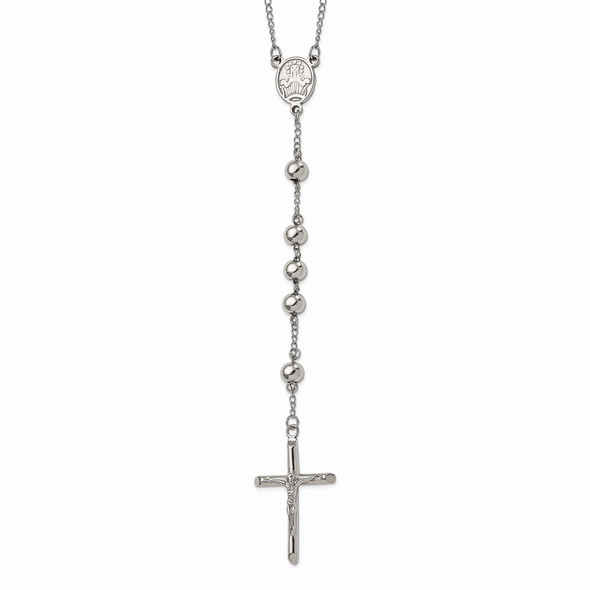 32.5" Stainless Steel  8mm Bead Rosary Necklace