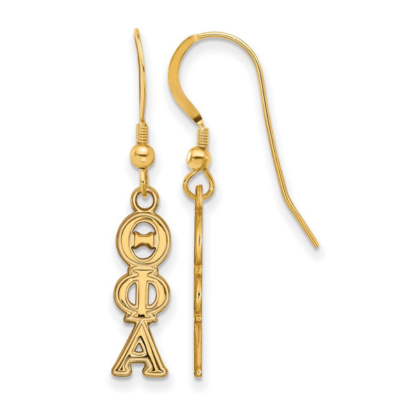 Sterling Silver Gold-plated LogoArt Theta Phi Alpha Sorority Greek Letters Small Dangle Earrings