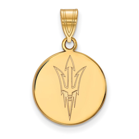 10k Gold LogoArt Arizona State University Pitchfork Medium Disc Pendant