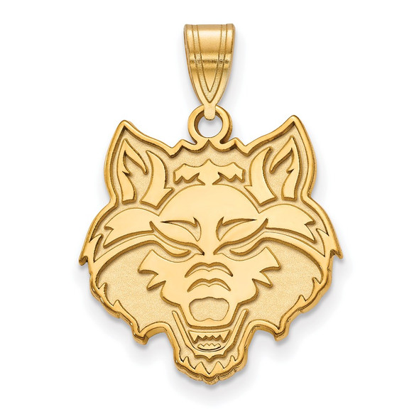 10k Gold LogoArt Arkansas State University Wolf Large Pendant