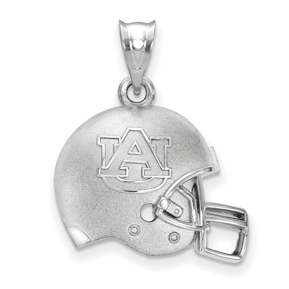 Sterling Silver Rhodium-plated LogoArt Auburn University Domed Football Helmet Pendant