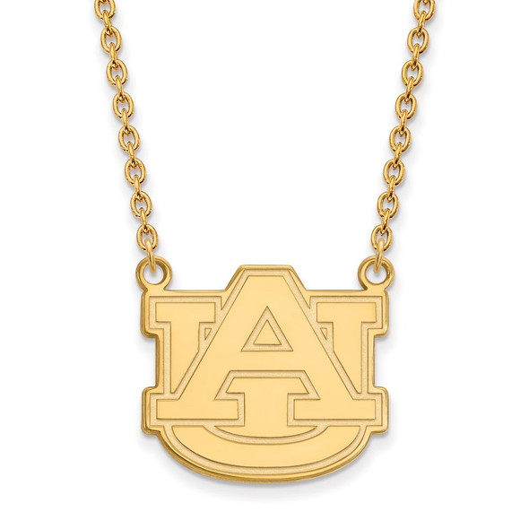 10k Gold LogoArt Auburn University Large Pendant 18 inch Necklace