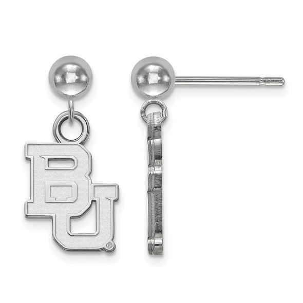 14k White Gold LogoArt Baylor University Bears Dangle Ball Post Earrings