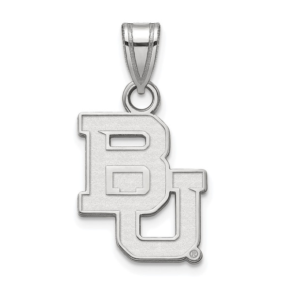 Sterling Silver Rhodium-plated LogoArt Baylor University Bears Small Pendant