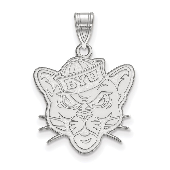 14k White Gold LogoArt Brigham Young University Cougar Large Pendant