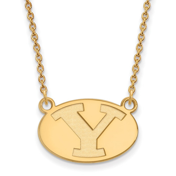 Sterling Silver Gold-plated LogoArt Brigham Young University Letter Y Small Pendant 18 inch Necklace