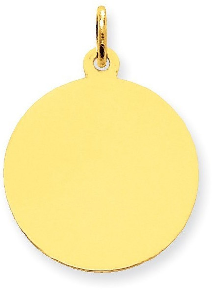 26mm x 19mm 14k Yellow Gold Plain .018 Gauge Circular Engravable Disc Charm