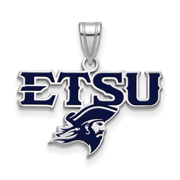 Sterling Silver Enameled LogoArt East Tennessee State U. Medium Pendant