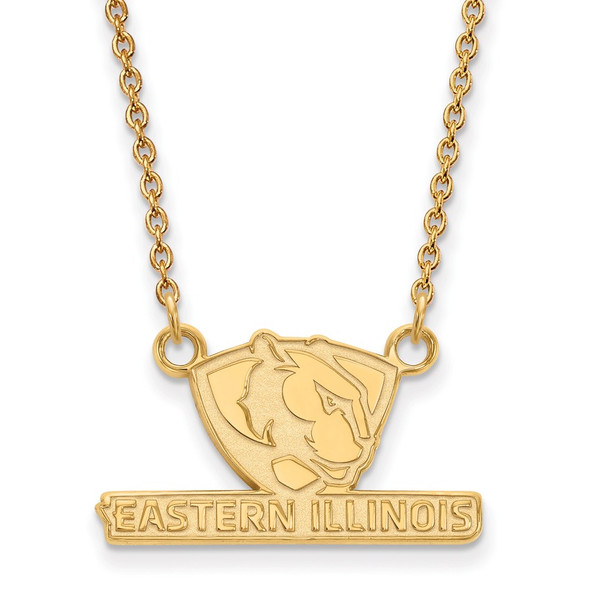 10k Gold LogoArt Eastern Illinois University Small Pendant 18 inch Necklace