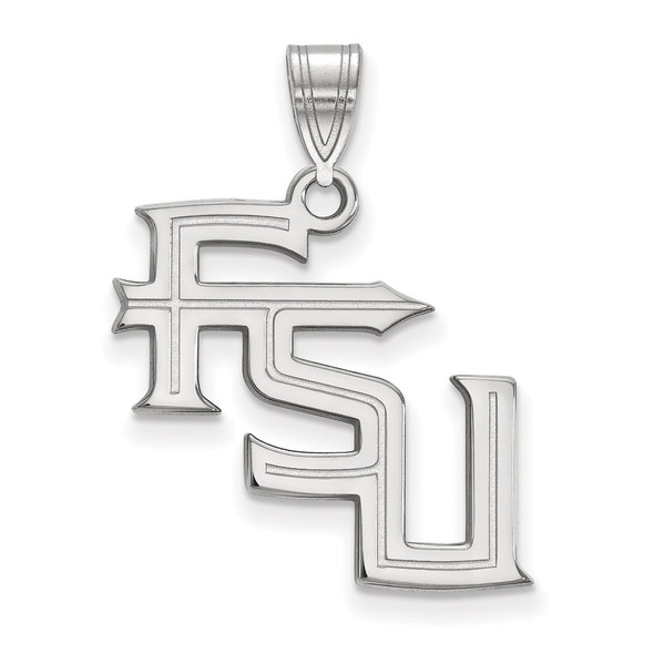 Sterling Silver Rhodium-plated LogoArt Florida State University F-S-U Large Pendant