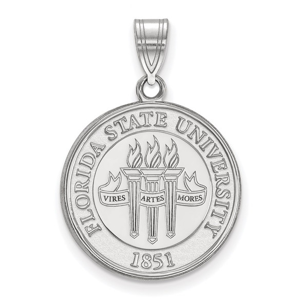 Sterling Silver Rhodium-plated LogoArt Florida State University Large Crest Pendant