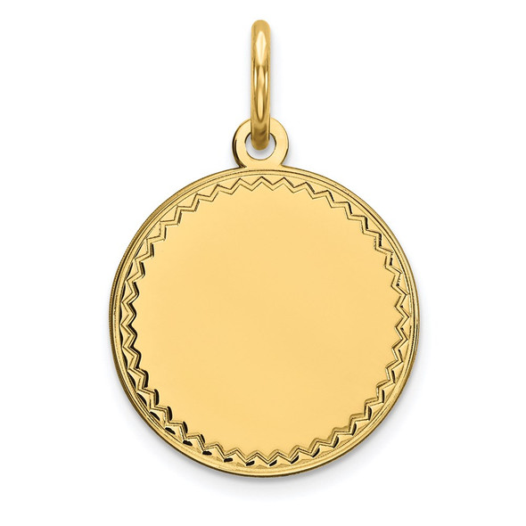 20mm x 13mm 14k Yellow Gold Plain .011 Gauge Engravable Round Disc Charm