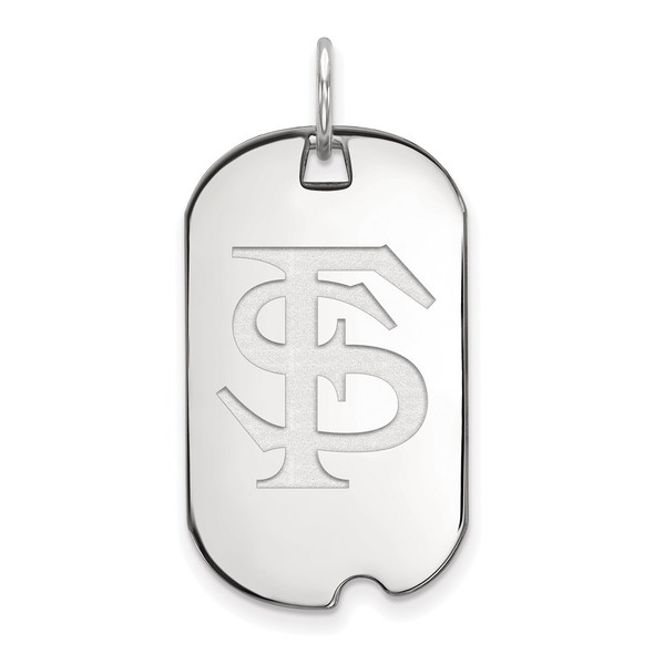 Sterling Silver Rhodium-plated LogoArt Florida State University F-S Small Dog Tag Pendant