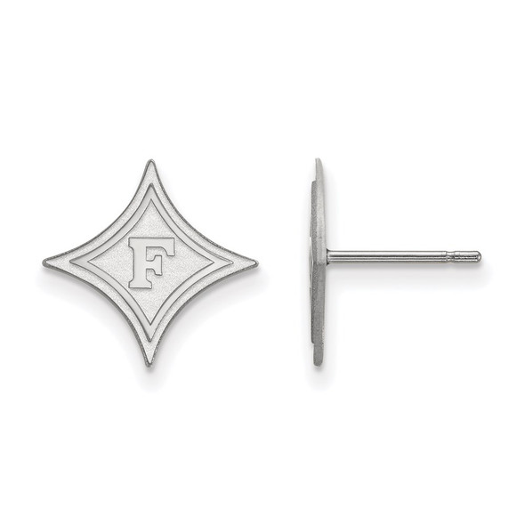 14k White Gold LogoArt Furman University Small Post Earrings