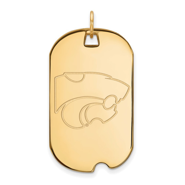 10k Gold LogoArt Kansas State University Wildcat Large Dog Tag Pendant