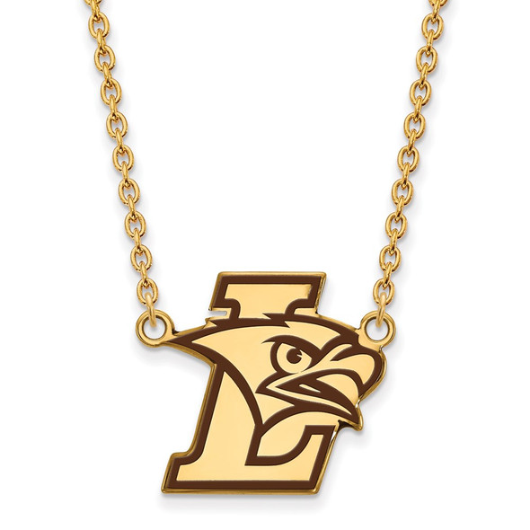 Sterling Silver Gold-plated LogoArt Lehigh University Large Enameled Pendant 18 inch Necklace