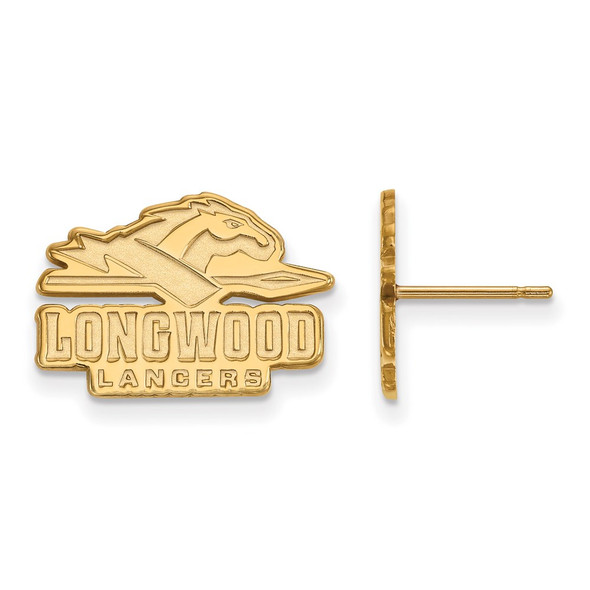 Sterling Silver Gold-plated LogoArt Longwood University Lancers Small Post Earrings