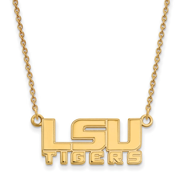 10k Gold LogoArt Louisiana State University L-S-U Tigers Small Pendant 18 inch Necklace