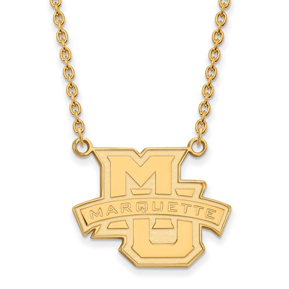 Sterling Silver Gold-plated LogoArt Marquette University Large Pendant 18 inch Necklace