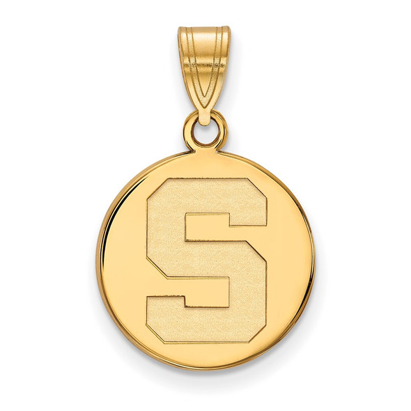 14k Gold LogoArt Michigan State University Letter S Medium Disc Pendant