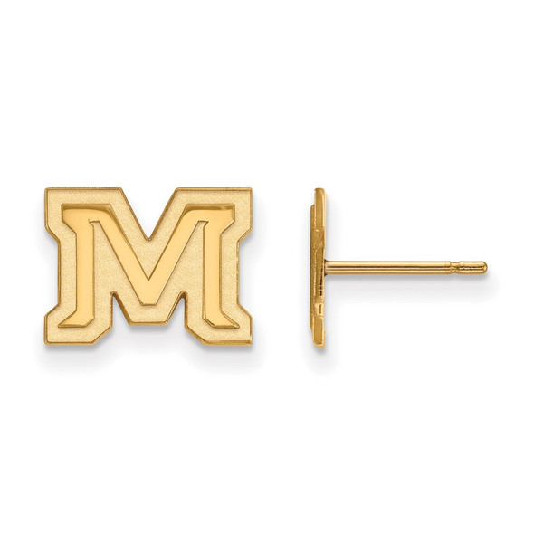 14k Gold LogoArt Montana State University Letter M Extra Small Post Earrings