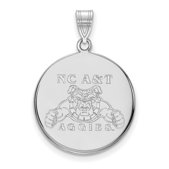 Sterling Silver Rhodium-plated LogoArt North Carolina A and T Aggies Large Disc Pendant