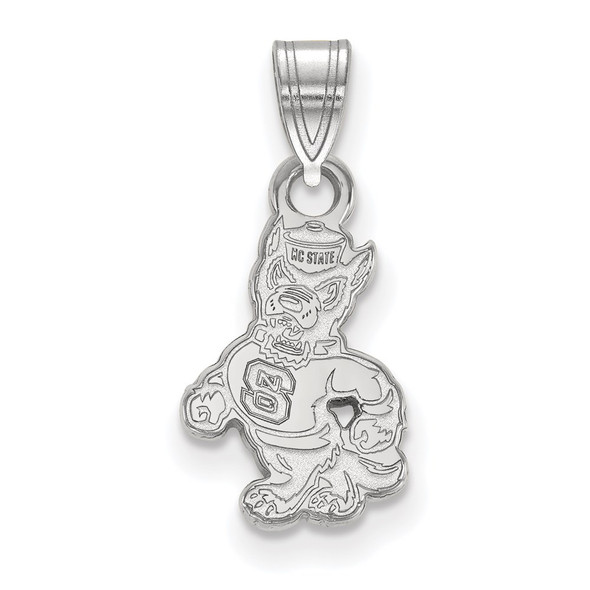 Sterling Silver Rhodium-plated LogoArt North Carolina State University Wolf Small Pendant SS060NCS