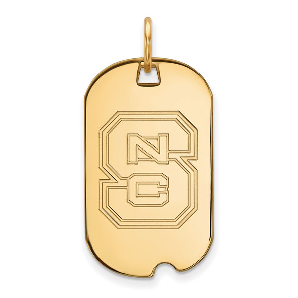 Sterling Silver Gold-plated LogoArt North Carolina State University N-C-S Small Dog Tag Pendant